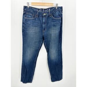 Nautica Relaxed Fit Straight Leg Dark Wash Blue Denim Jeans Men's Size 33 x 30